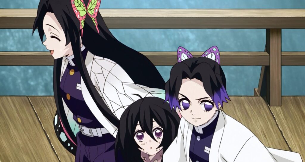Kanae Kocho with her sisters in Demon Slayer